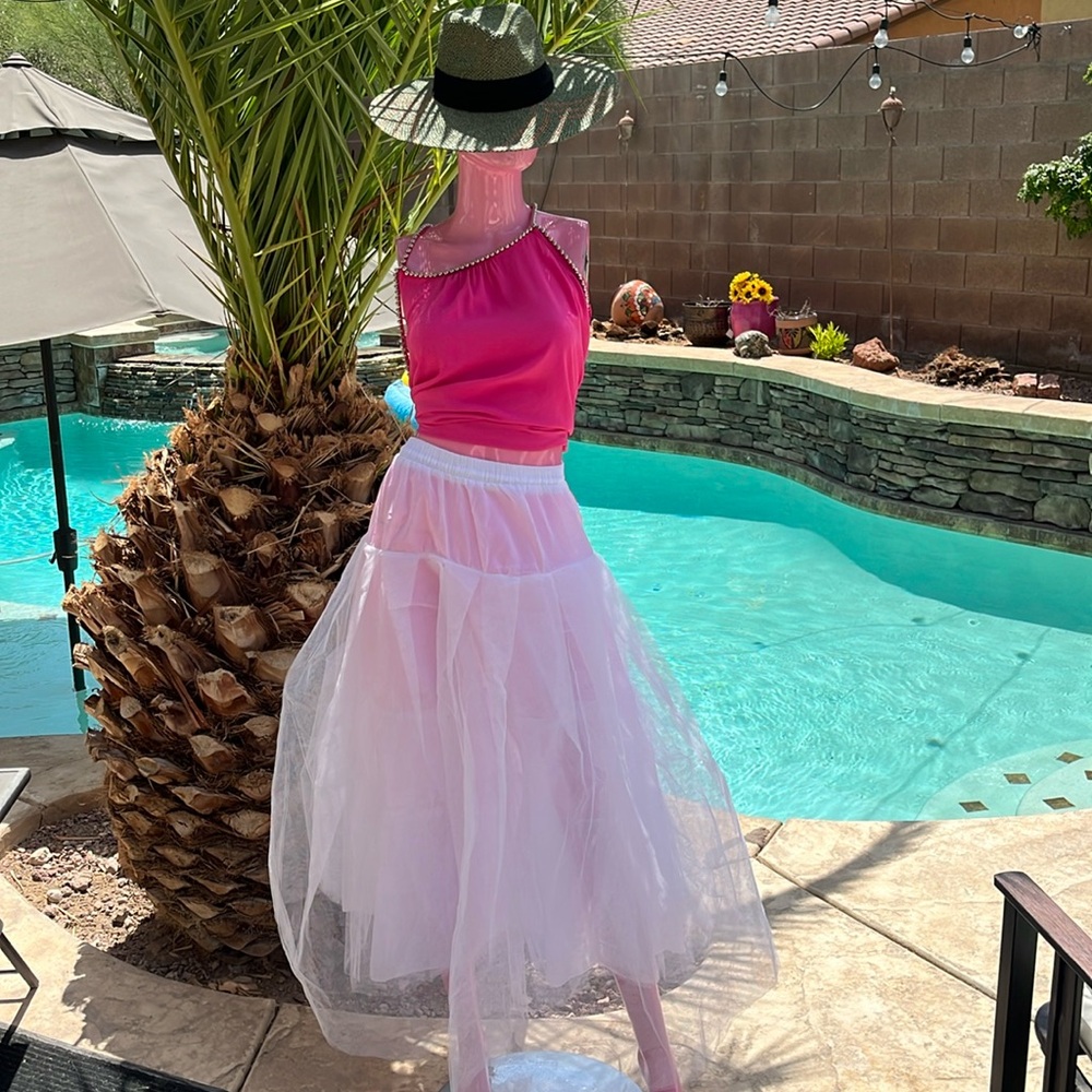 EUC WHITE TUTU MAXI SKIRT